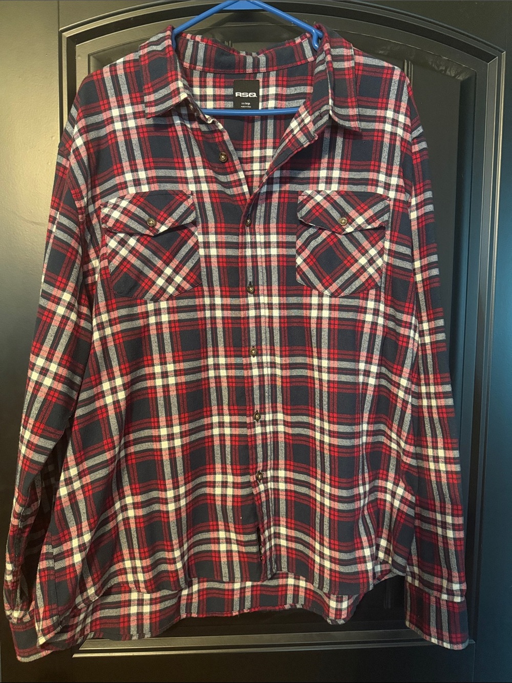 RSQ Red, Black & White Plaid Button-Up Flannel Shirt